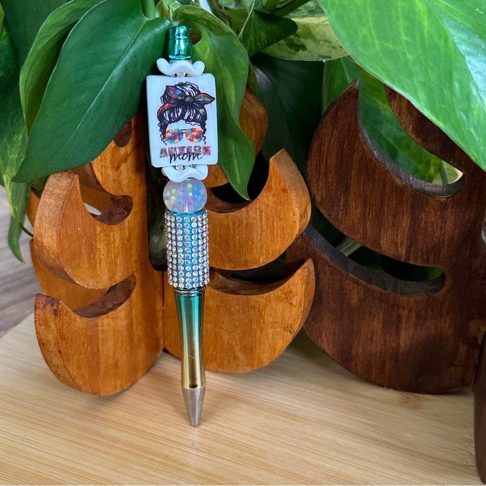 Autism Awareness Pen 🧩 Handmade Silicone Beads + Extra Ink Refill